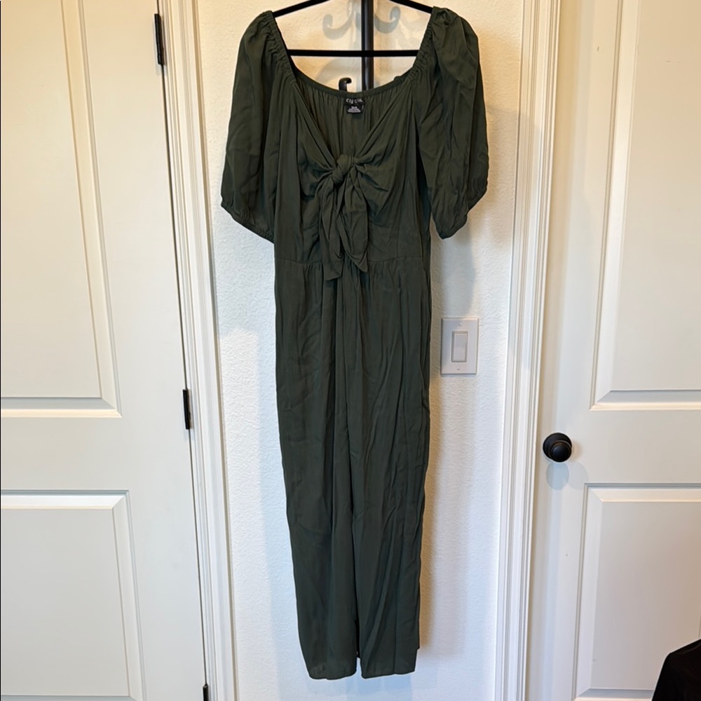 City Chic Green Puff Sleeve Maxi Dress